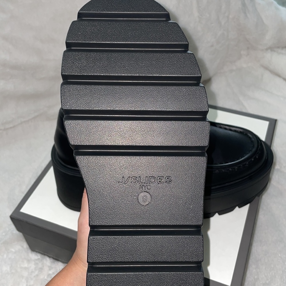 NWT J/SLIDES VICKY Black Leather Platform - Picture 16 of 16